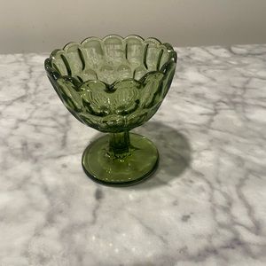 Green depression glass desert cup